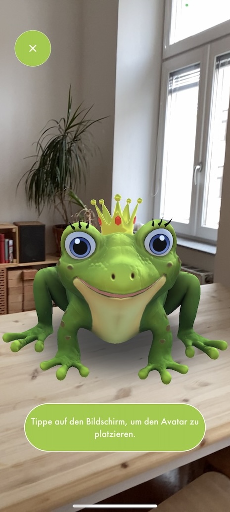 Appscreen AR Frosch Avatar